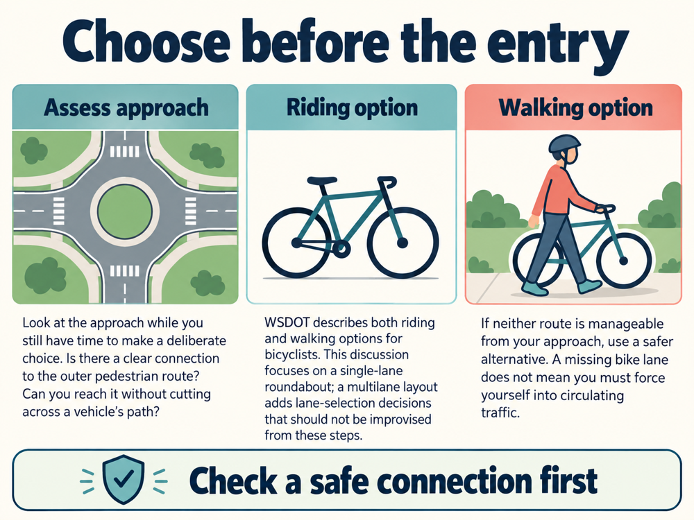 Washington State Roundabout Without a Bike Lane: Ride Through or Walk Around?