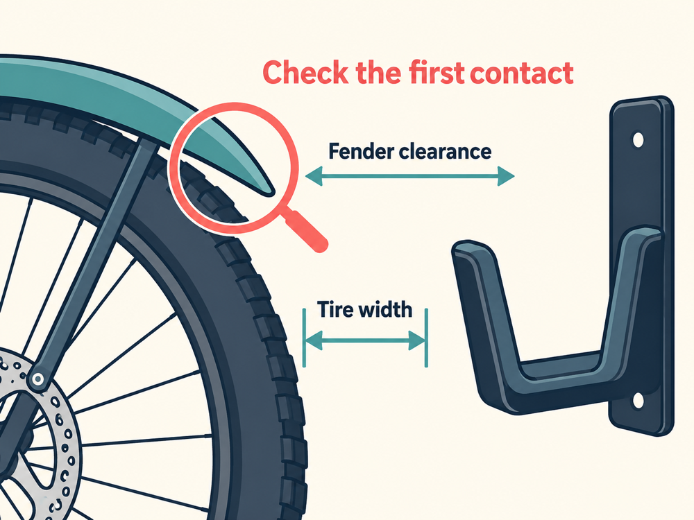 E-Bike Fender Blocks a Wall Rack: Check More Than Tire Width