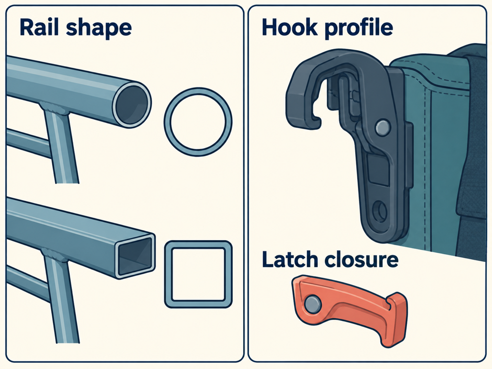 Pannier Hooks on a Square Rack: Check the Latch, Not Just the Width