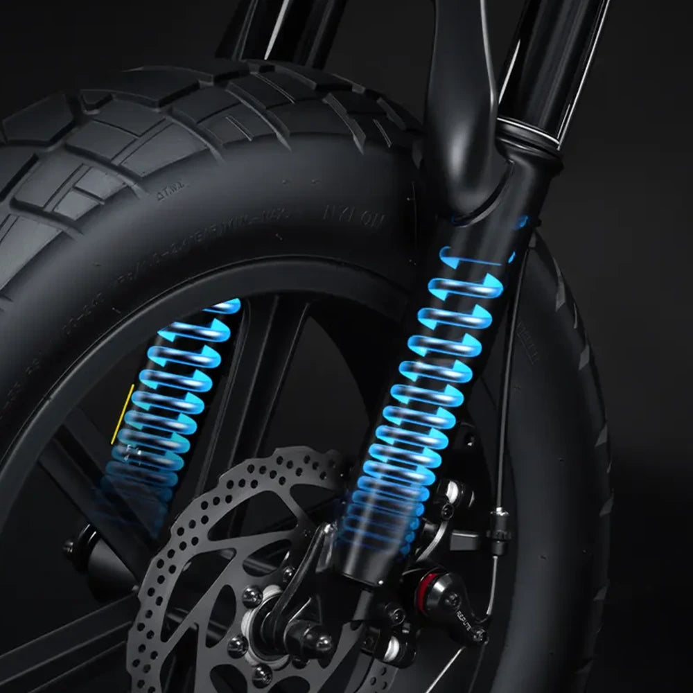 Smooth front suspension for extra control. Whether you're tackling uneven roads or pulling off tricks, the upgraded front fork absorbs shocks and helps you stay stable, balanced, and in full control.