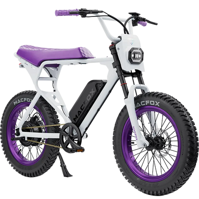 Macfox X1S x Bs.zay Moped-Style eBike | White & Purple