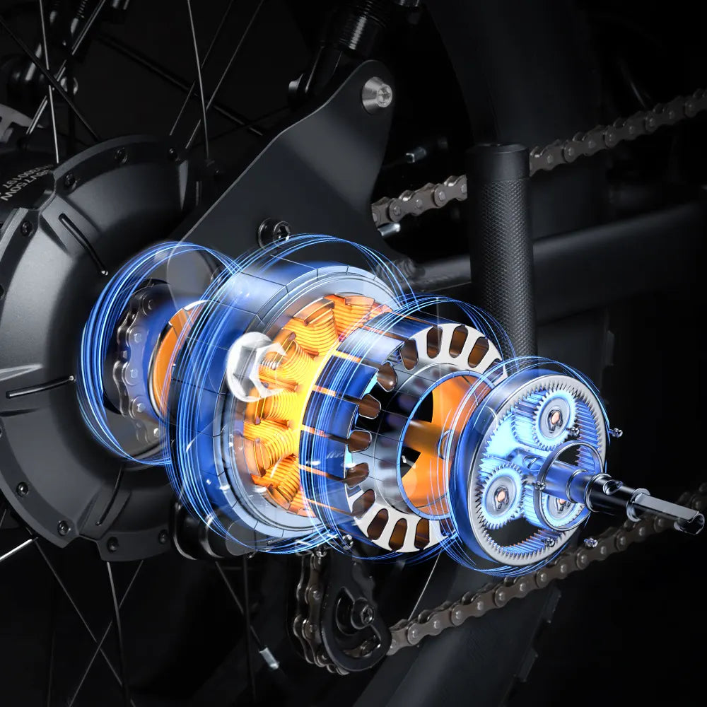 The 750W motor, peaking at 1000W, offers the perfect balance of power and street legality.
Experience torque-packed rides with 65Nm output and a top speed of 28mph, and you can enjoy powerful performance with confidence.