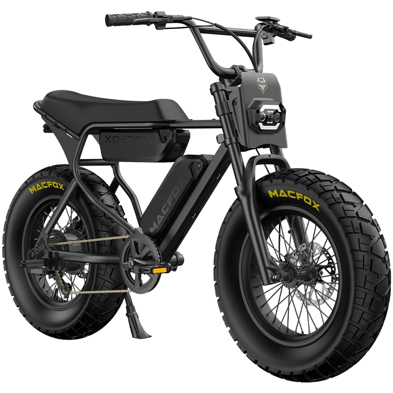 Macfox X7L electric bike black dual battery detail - rugged eBike design