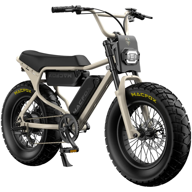 Macfox X7 electric bike desert dual battery front angle - trail ready eBike